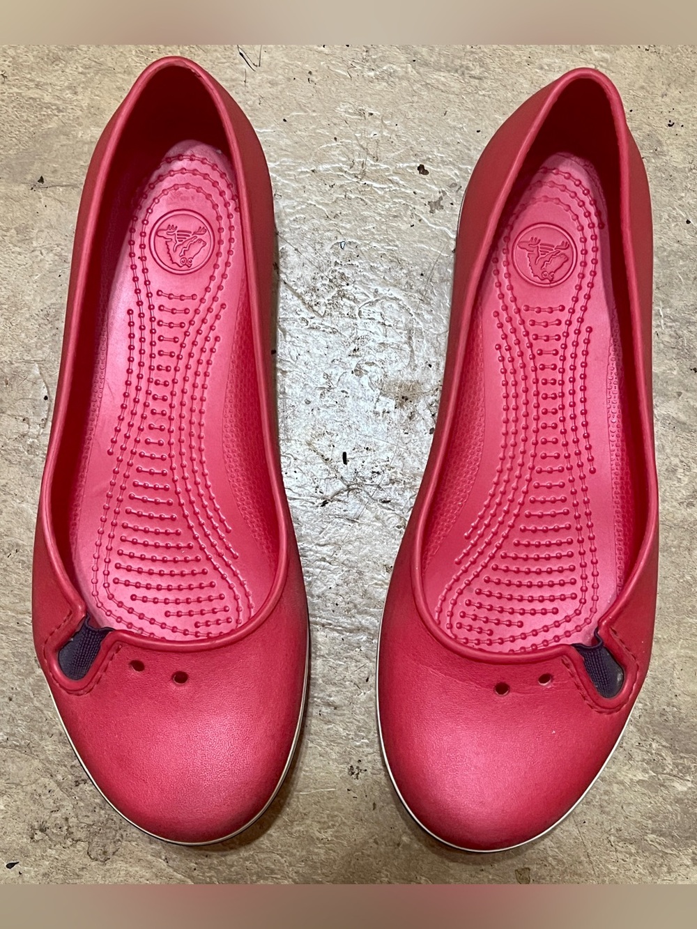 Crocs Women’s W8 Red Coral Pink Ballet Flats Slip On Comfort Shoes